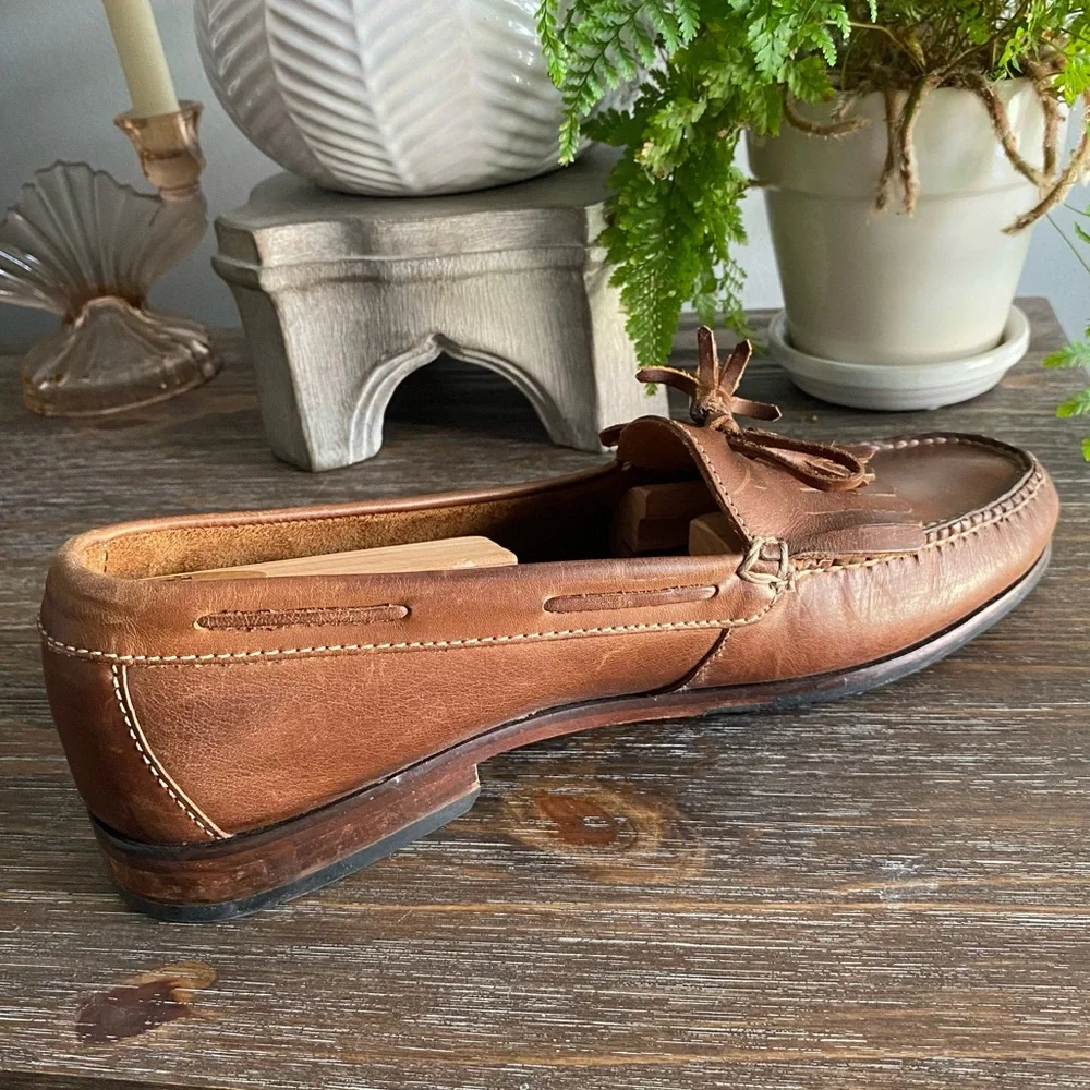 Cole Haan Mens Leather Tassel‎ Loafers Casual Slip On Brown Tan 12 D Tan Brown